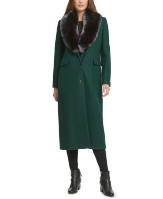 faux fur collar maxi coat