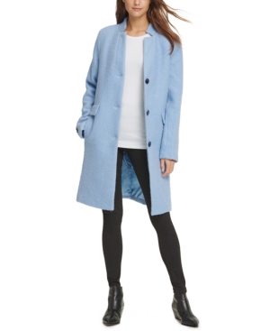 Dkny Stand-collar Coat, Created For Macy's In Sugar Blue | ModeSens