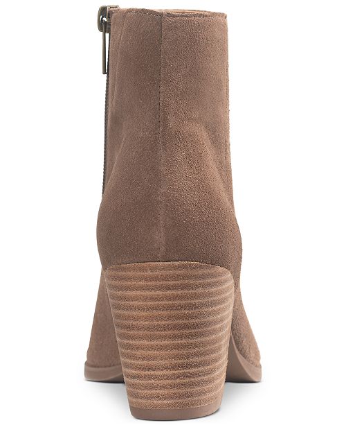 American Rag Women's Eryn Leather Block Heel Booties Brown Size 9.5M