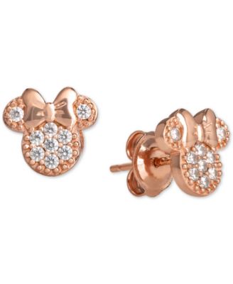 Children's 2-Pc. Set Cubic Zirconia Pav&eacute; Minnie Mouse Pendant Necklace & Matching Stud Earrings in 18k Rose Gold-Plated Sterling Silver