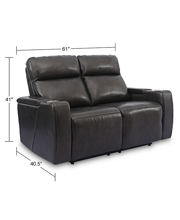 Furniture Oaklyn 61" Leather Loveseat with 2 Power Motion Recliners