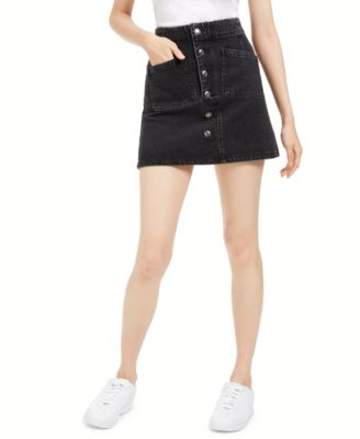 OAT - Denim Button-Fly Mini Skirt
