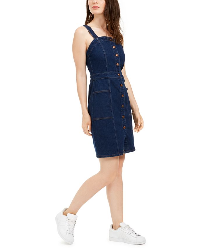 OAT Fitted Button-Front Overall Dress - Macy's