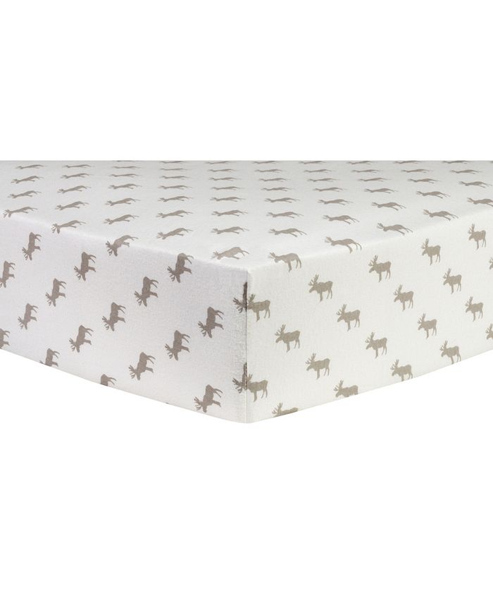 Trend Lab - Gray Moose Silhouettes Deluxe Flannel Fitted Crib Sheet