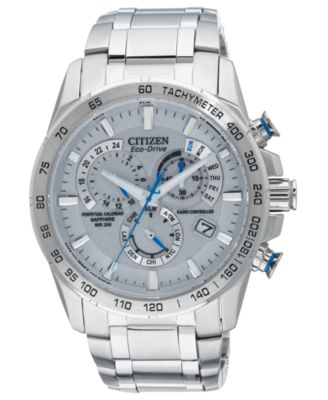 Citizen - Men's Eco-Drive Perpetual Chrono A-T Stainless Steel Bracelet Watch 42mm AT4000-53B - A Macy's Exclusive