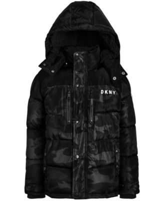 DKNY Little Boys Faux-Fur-Trim Puffer Jacket Macy's