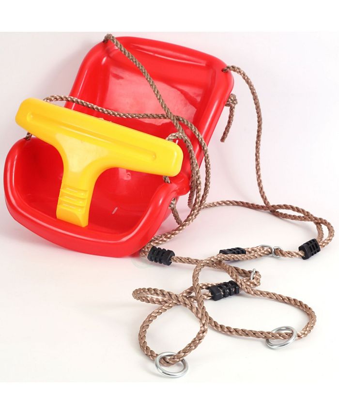 PawsMark - Red Plastic Baby and Toddler Swing Seat with Hanging Ropes