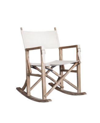 Burnham Home Designs Folding Wooden Rocking Chair with Linen Seat - Macy's