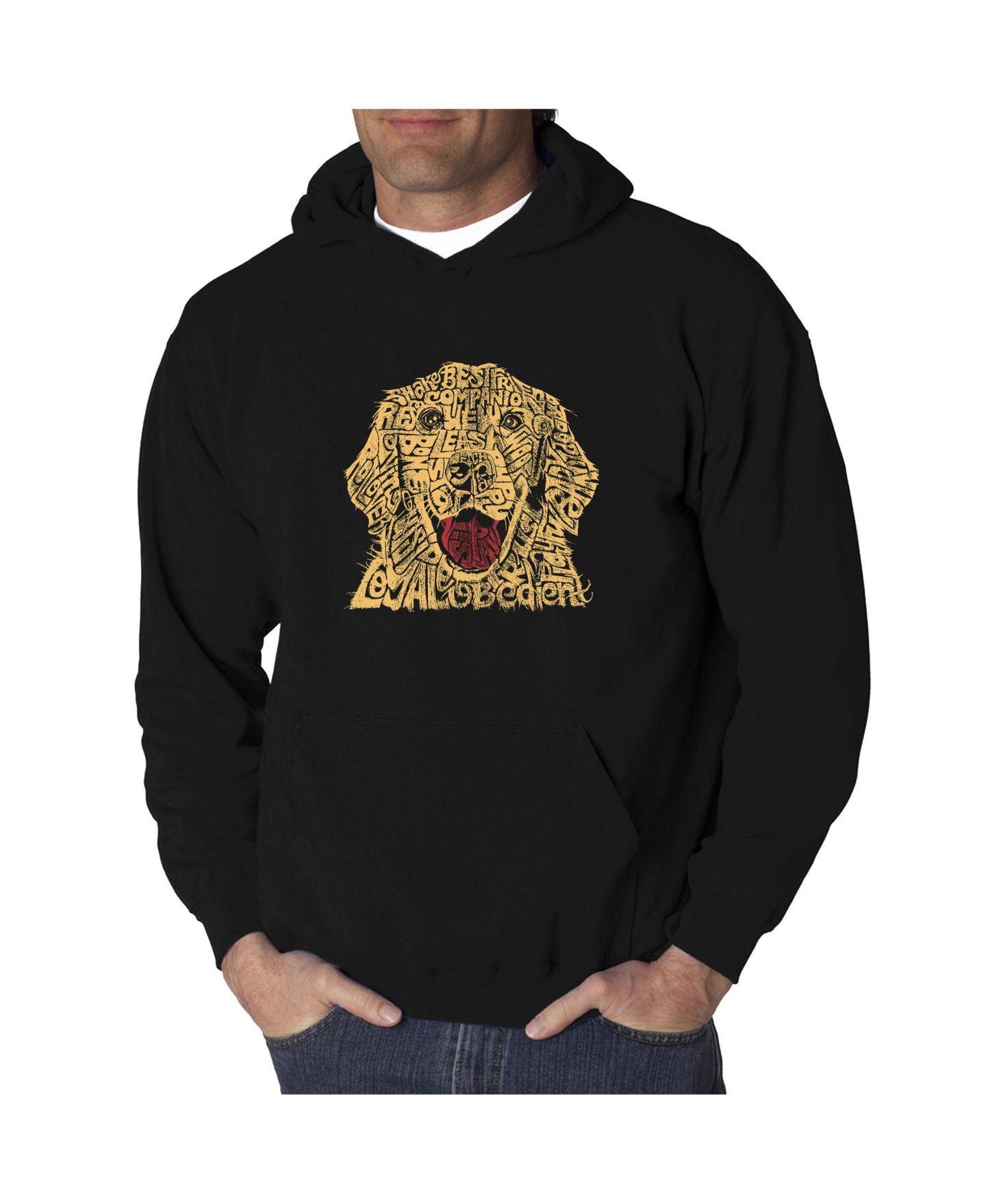 Мужское худи LA Pop Art Word Art Hooded Sweatshirt - Dog, цвет: Чёрный — фото 1