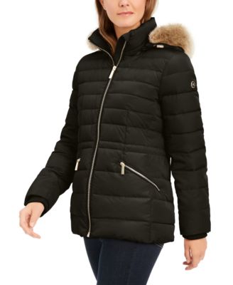 michael kors fur trim hooded down coat