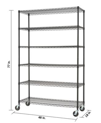 TRINITY Basics 6-Tier Wire Shelving Rack with NSF Includes Wheels