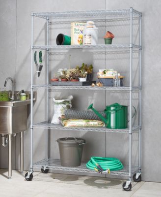 5-Tier Outdoor Wire Shelving Rack with NSF Includes Wheels