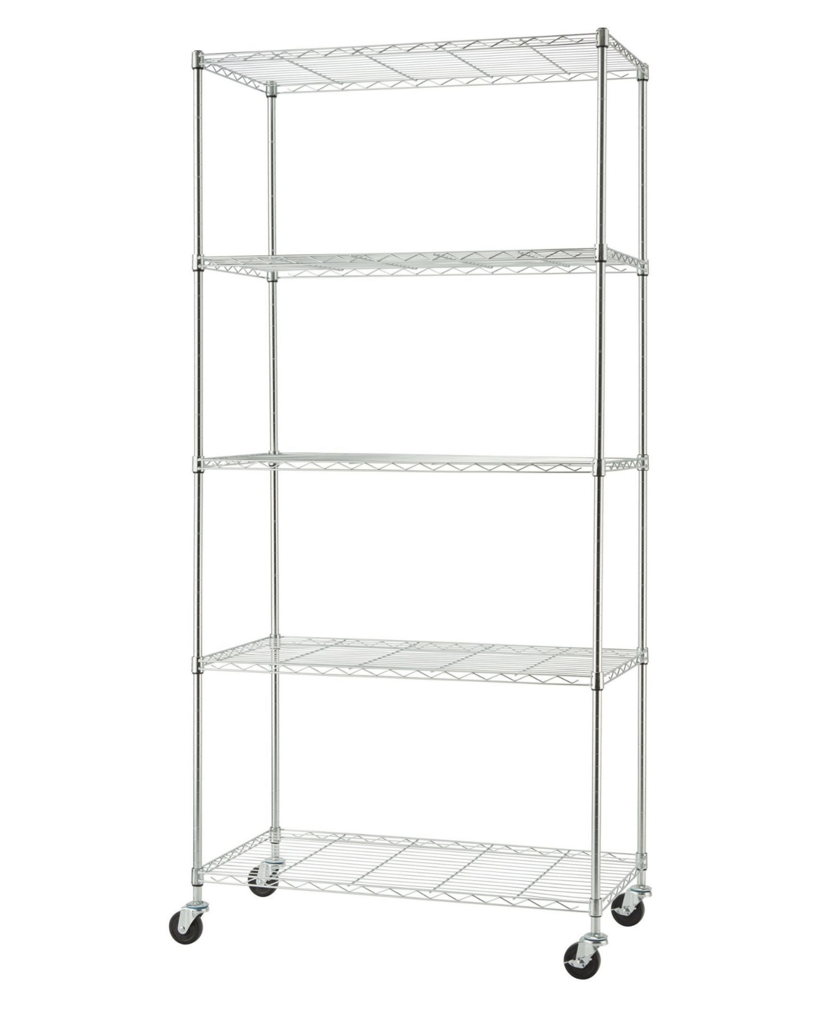 Basics 5-Tier Wire Shelving Rack Includes Wheels - Chrome