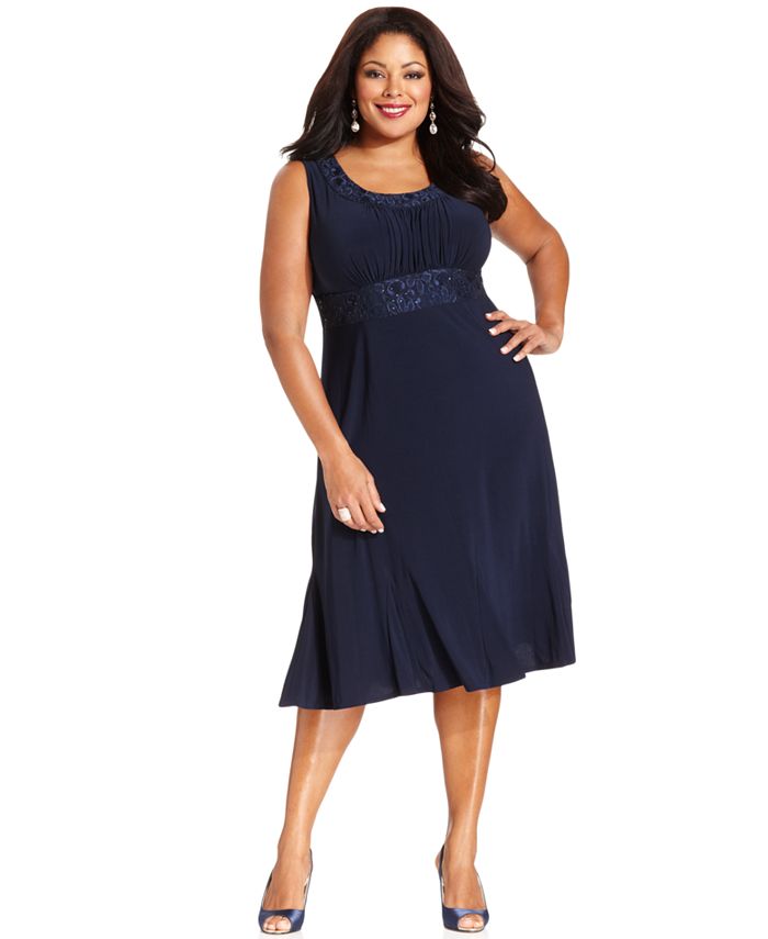 R & M Richards R&M Richards Plus Size Sleeveless Embroidered Dress and ...