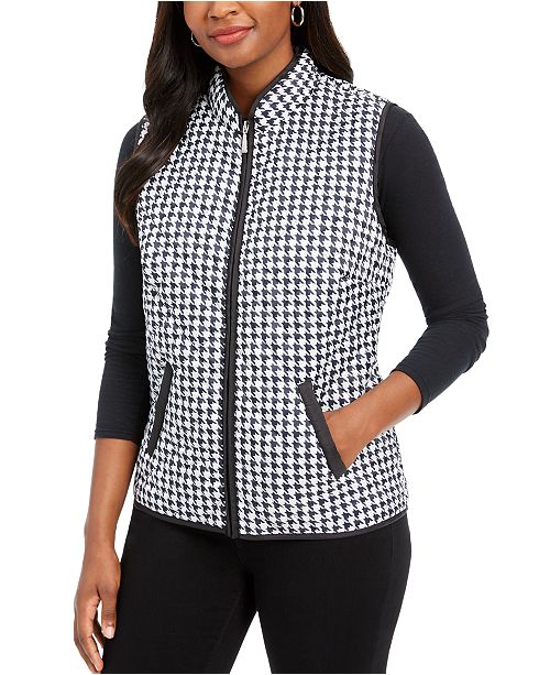 Karen Scott Sport Houndstooth Puffer Vest Created For Macy S