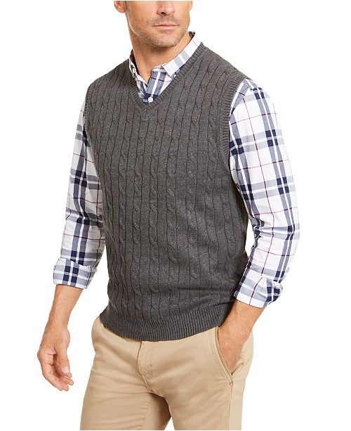Men S Cable Knit Cotton Sweater Vest Created For Macy S