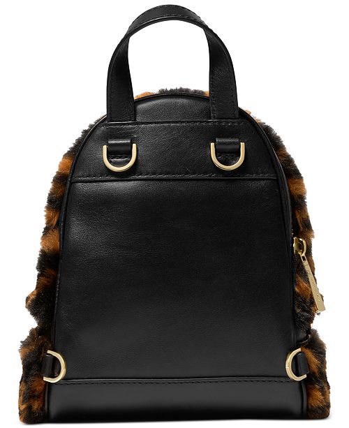 Michael Kors Rhea Leather & Faux Fur Messenger Backpack ...