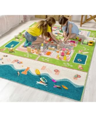 Ivi Beach Houses 3D Kids Play Rug
