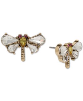 Collana Statement Betsey Johnson Con Libellula E Strass, Catena Tono Oro, Lunga 21 Pollici, Nuova Con Etichette