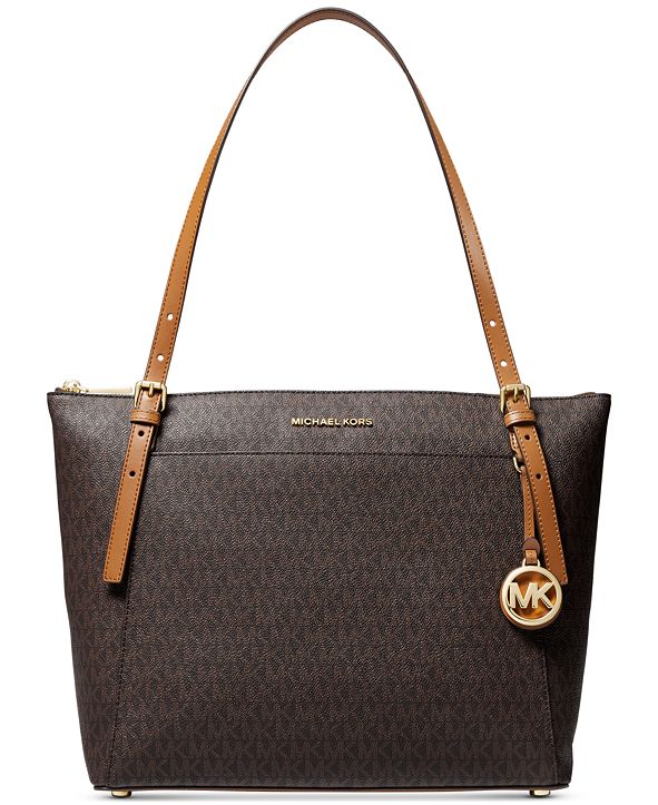 Michael Kors Signature Voyager Large East West Top Leather Zip Tote ...