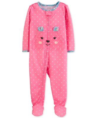 Carter's - Baby Girls Footed Polka-Dot Bear Pajamas