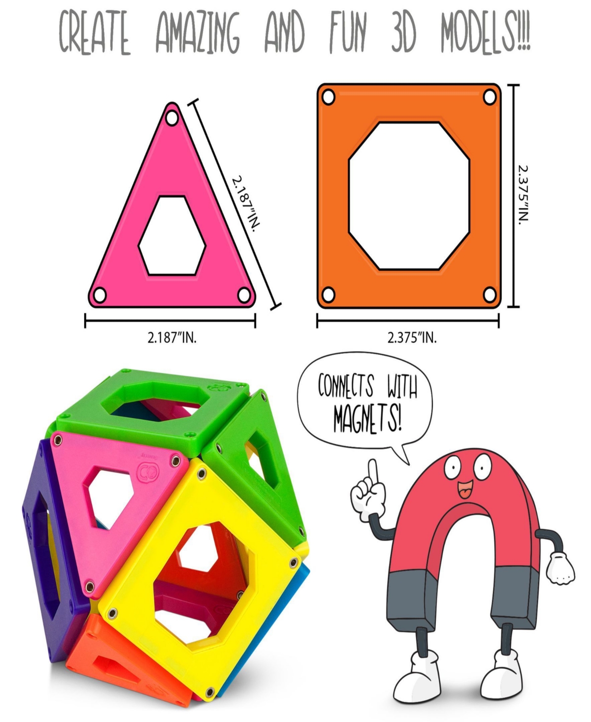 Discovery 24-piece Magnetic Tile Building Blocks Set