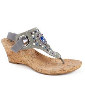 image of White Mountain Adeline Embellished Wedge Sandals Women-s Shoes