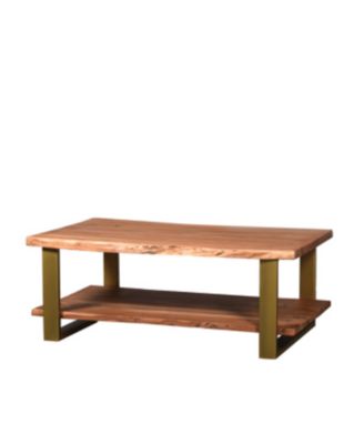 Villa2 - Artisan Live Edge Double Shelf Coffee Table with Iron Legs