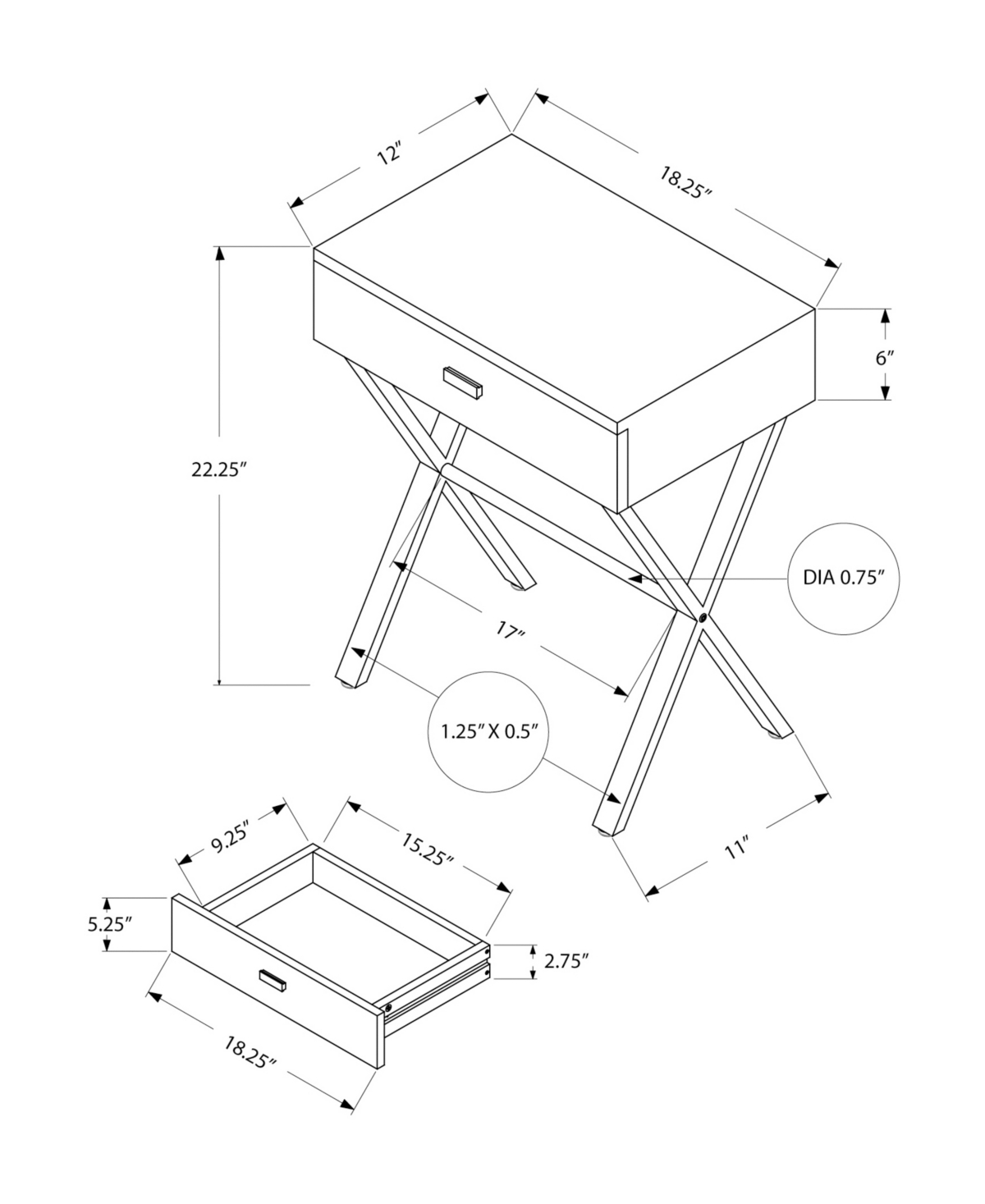 Monarch Specialties End Table/Night Stand