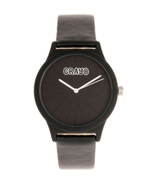 image of Crayo Unisex Splat Black Leatherette Strap Watch 38mm