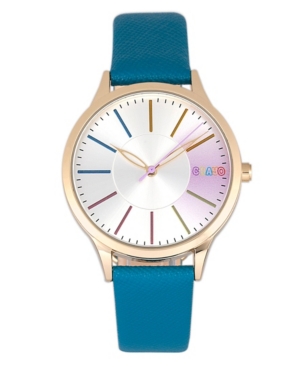 image of Crayo Unisex Gel Blue Leatherette Strap Watch 35mm