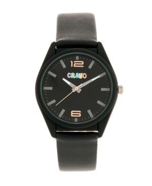 image of Crayo Unisex Dynamic Black Leatherette Strap Watch 36mm