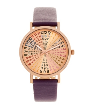 image of Crayo Unisex Fortune Plum Genuine Leather Strap Watch 38mm