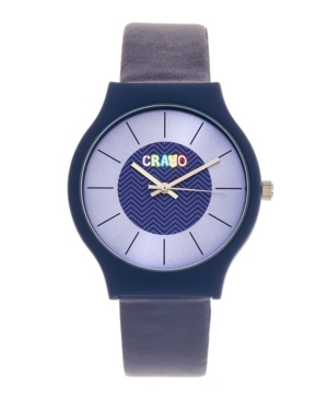 image of Crayo Unisex Trinity Blue Leatherette Strap Watch 36mm