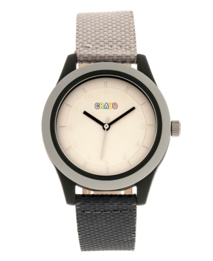 image of Crayo Unisex Pleasant Gray, Black Leatherette Strap Watch 39mm