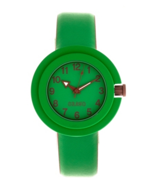 image of Crayo Unisex Equinox Green, Brown Leatherette Strap Watch 40mm