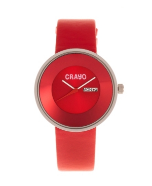 image of Crayo Unisex Pride Red Genuine Leather Strap Watch 40mm