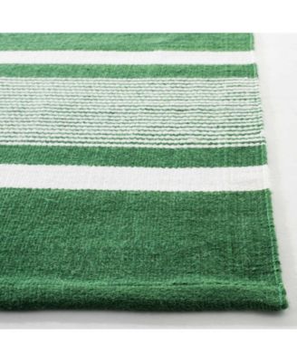 Hanover Stripe LRL2461B Green 5' X 8' Outdoor Area Rug