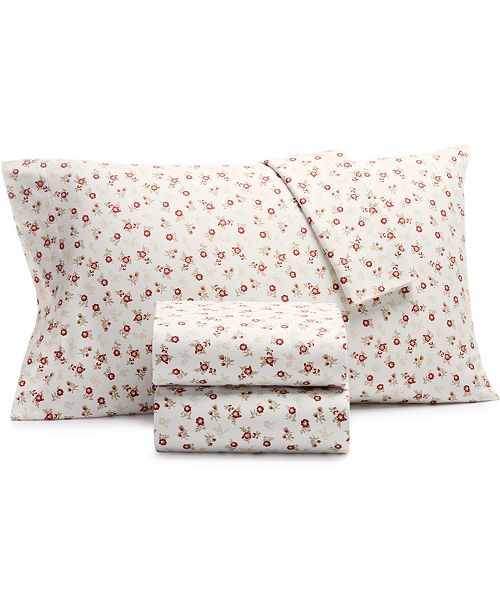 Martha Stewart Collection Printed Cotton Flannel 4-Pc. Full Sheet Set, Created for Macy&#39;s ...