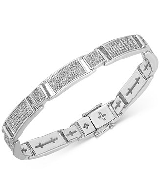 Macy's Men's Diamond Multi-Cluster Bracelet (2 ct. t.w.) in Sterling Silver  & Reviews - Bracelets - Jewelry & Watches - Macy's