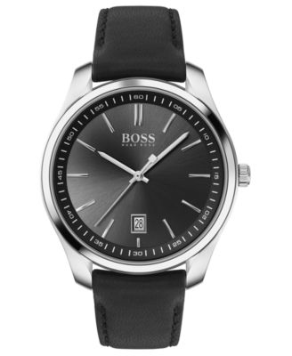 Hugo Boss - Men's Circuit Black Leather Strap Watch 42mm