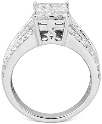 Macy's - Diamond Cluster Engagement Ring (3-1/2 ct. t.w.) in 14k White Gold
