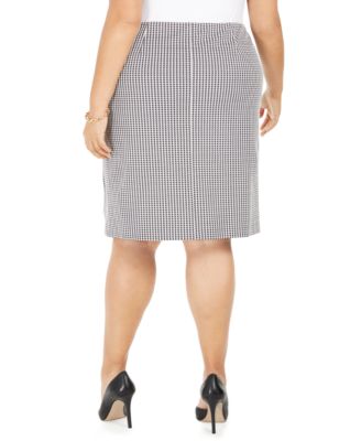 Nine West Plus Size Houndstooth-Print Pencil Skirt