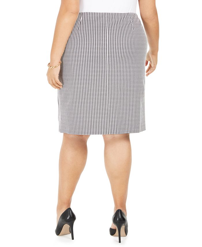 Nine West Plus Size Houndstooth-Print Pencil Skirt - Macy's