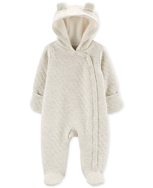 Carter S Baby Boys Girls Faux Fur Lined Hooded Quilted Bunting