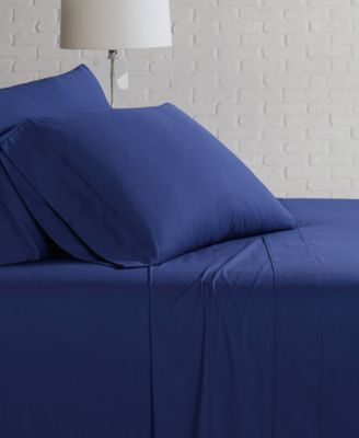 Solid Cotton Percale 3-Pc. Sheet Set, Twin