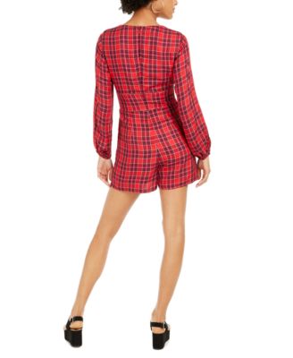 red plaid romper