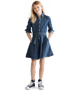 Polo Ralph Lauren Big Girls Denim Cotton Shirtdress