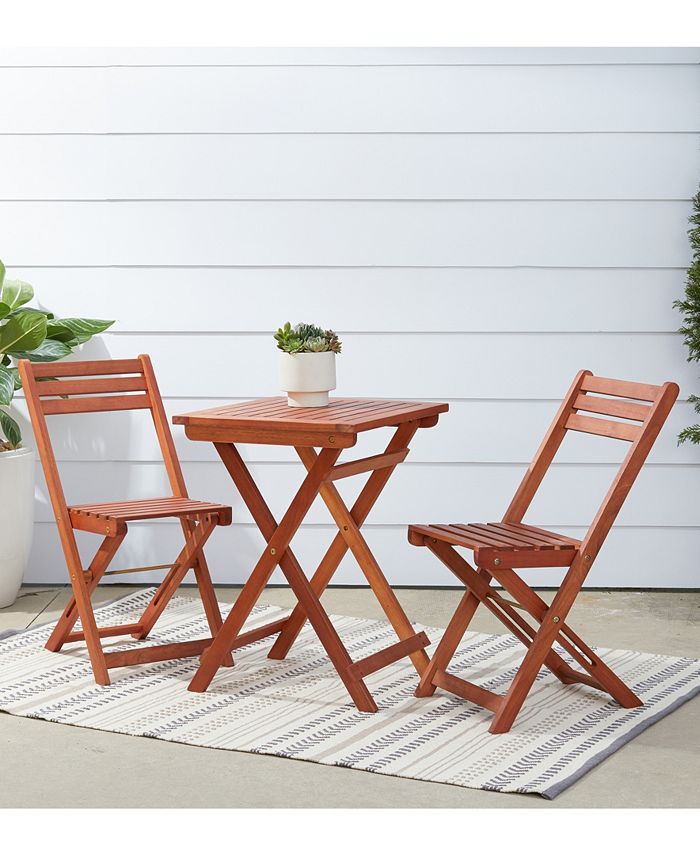 VIFAH Malibu Outdoor Patio 3 Piece Wood Bistro Set Macy s