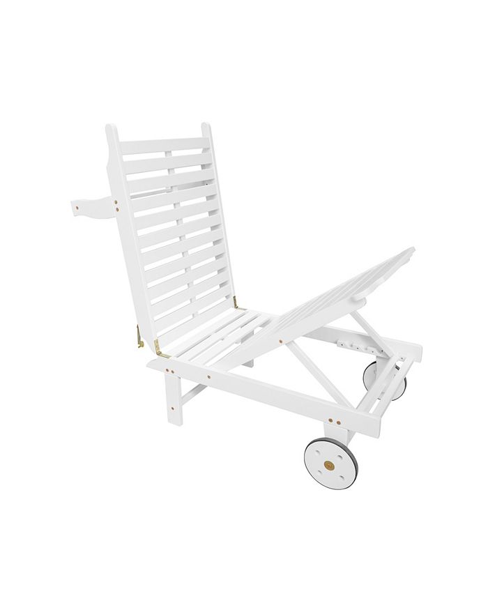 VIFAH Bradley Outdoor Patio Wood Folding Sunbathing Chaise Lounge Macy's